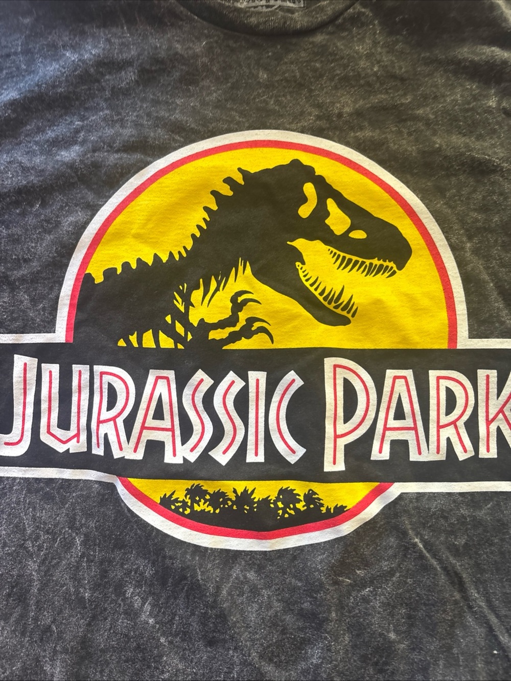 UNIVERSAL STUDIOS NWT Jurassic Park Graphic Tee - Black Tie Dye Stone - Picture 2 of 6